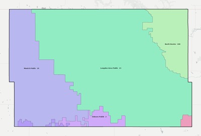 Cavalier County ND school district boundaries map