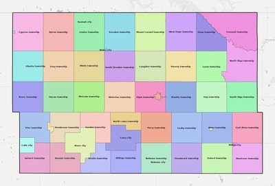 Cavalier County ND townships and subdivisions map