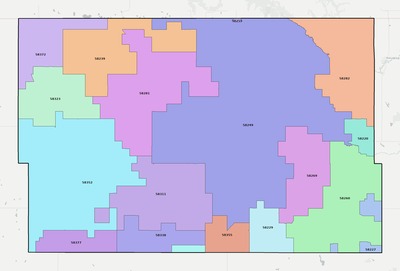 Cavalier County ND ZIP code boundaries map