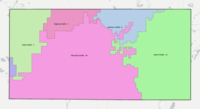 Dickey County ND school district boundaries map