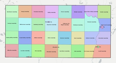 Dickey County ND townships and subdivisions map
