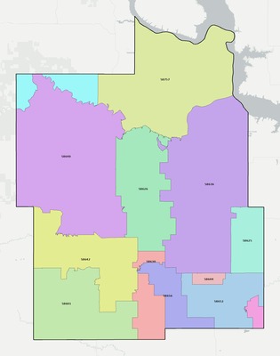 Dunn County ND ZIP code boundaries map