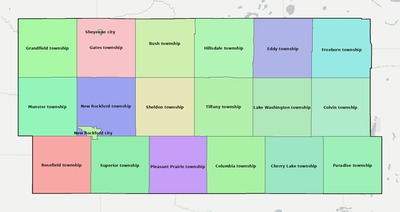 Eddy County ND townships and subdivisions map