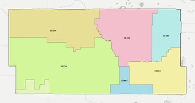 Eddy County ND ZIP code boundaries map