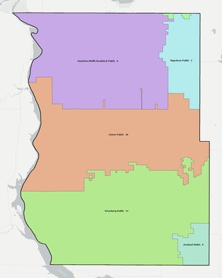 Emmons County ND school district boundaries map