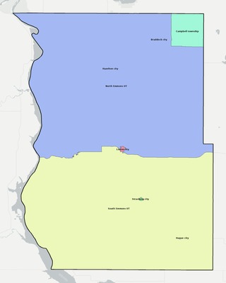 Emmons County ND townships and subdivisions map