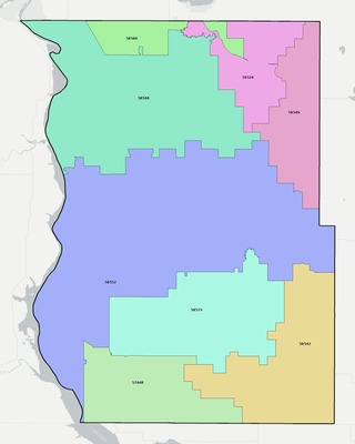Emmons County ND ZIP code boundaries map