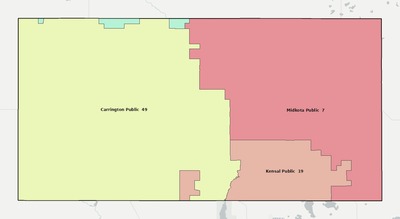 Foster County ND school district boundaries map