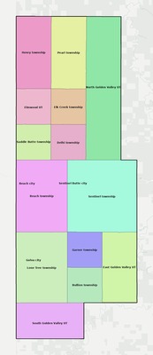 Golden Valley County ND townships and subdivisions map