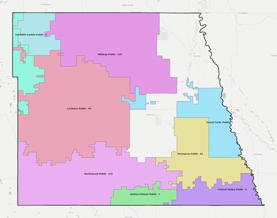 Grand Forks County ND school district boundaries map