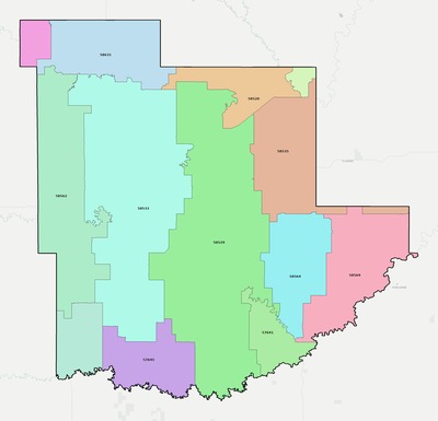 Grant County ND ZIP code boundaries map