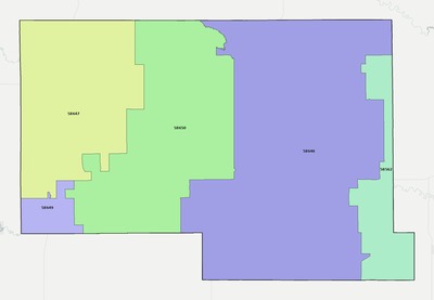 Hettinger County ND ZIP code boundaries map