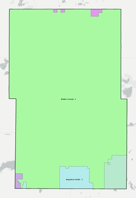 Kidder County ND school district boundaries map