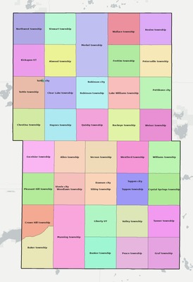 Kidder County ND townships and subdivisions map