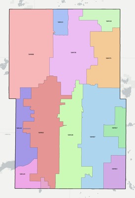 Kidder County ND ZIP code boundaries map
