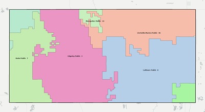 LaMoure County ND school district boundaries map