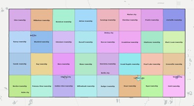 LaMoure County ND townships and subdivisions map
