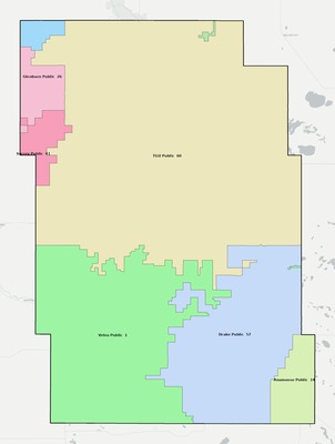 McHenry County ND school district boundaries map