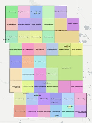 McHenry County ND townships and subdivisions map