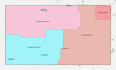 McIntosh County ND townships and subdivisions map