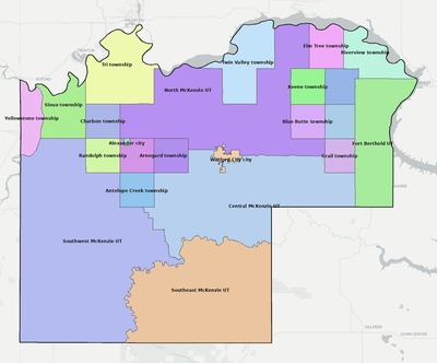 McKenzie County ND townships and subdivisions map