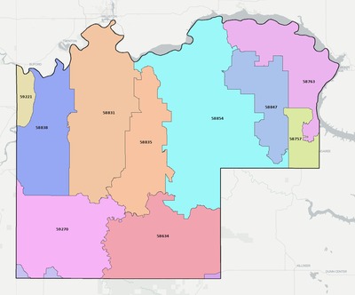 McKenzie County ND ZIP code boundaries map