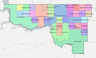 McLean County ND townships and subdivisions map