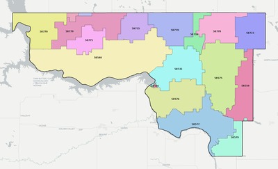 McLean County ND ZIP code boundaries map