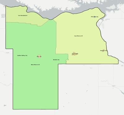 Mercer County ND townships and subdivisions map