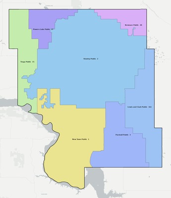 Mountrail County ND school district boundaries map