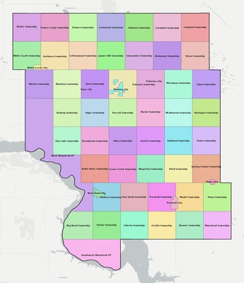 Mountrail County ND townships and subdivisions map