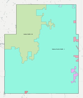 Nelson County ND school district boundaries map
