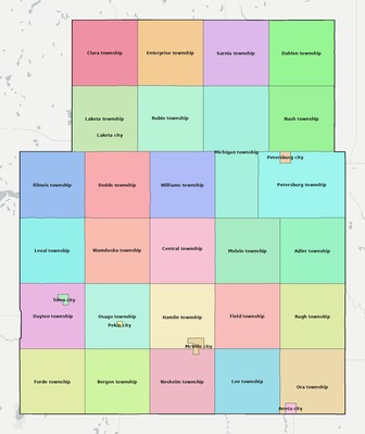 Nelson County ND townships and subdivisions map