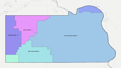Oliver County ND school district boundaries map