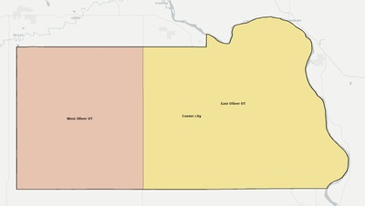 Oliver County ND townships and subdivisions map