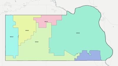 Oliver County ND ZIP code boundaries map