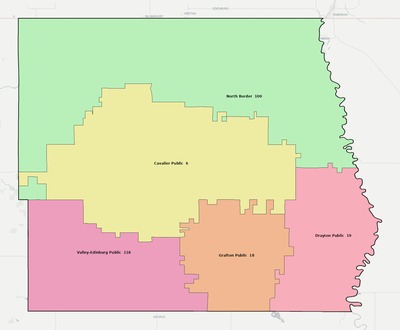 Pembina County ND school district boundaries map