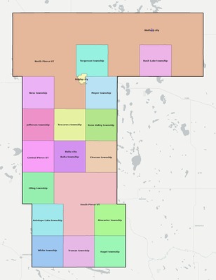 Pierce County ND townships and subdivisions map
