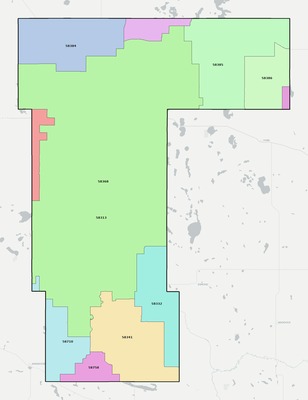 Pierce County ND ZIP code boundaries map