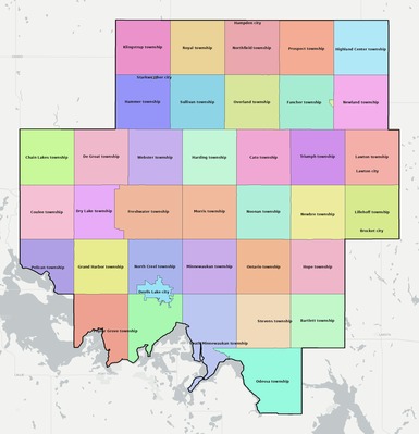 Ramsey County ND townships and subdivisions map