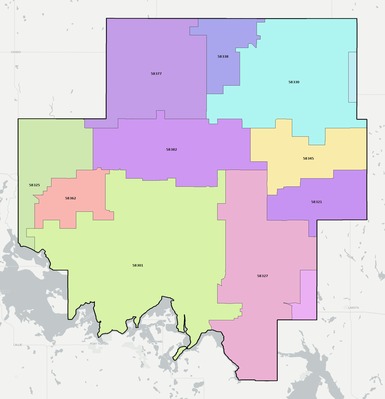 Ramsey County ND ZIP code boundaries map