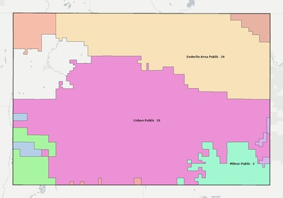Ransom County ND school district boundaries map