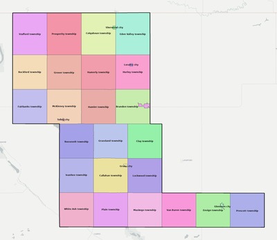 Renville County ND townships and subdivisions map
