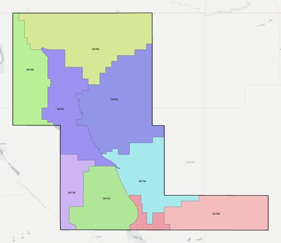 Renville County ND ZIP code boundaries map