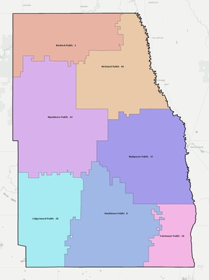 Richland County ND school district boundaries map