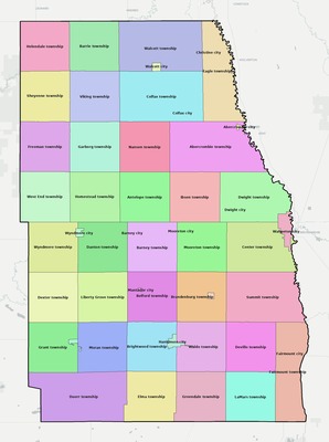 Richland County ND townships and subdivisions map