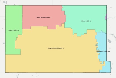 Sargent County ND school district boundaries map