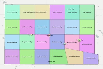Sargent County ND townships and subdivisions map