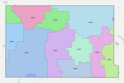 Sargent County ND ZIP code boundaries map