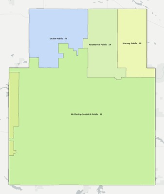 Sheridan County ND school district boundaries map